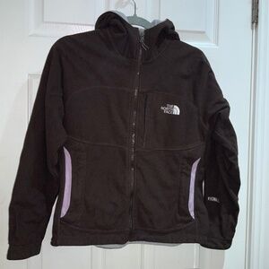 The North Face Windwall zip brown fleece front zip hoodie jacket sz S